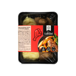 Gaļas bumbiņas mērcē ar kartupeļu biezeni