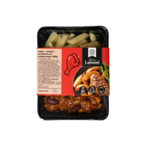 Gaļas – pupiņu sautējums ar makaroniem