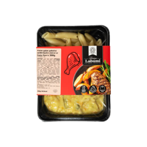 Vistas gaļas gabaliņi saldkrējuma mērcē ar Pastu Penne