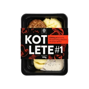 Cūkgaļas kotlete ar kartupeļu biezeni un sēņu mērci 350 g iepakojumā
