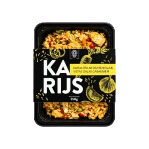 Karija rīsi ar dārzeņiem un vistas gaļas gabaliņiem 350 g iepakojumā